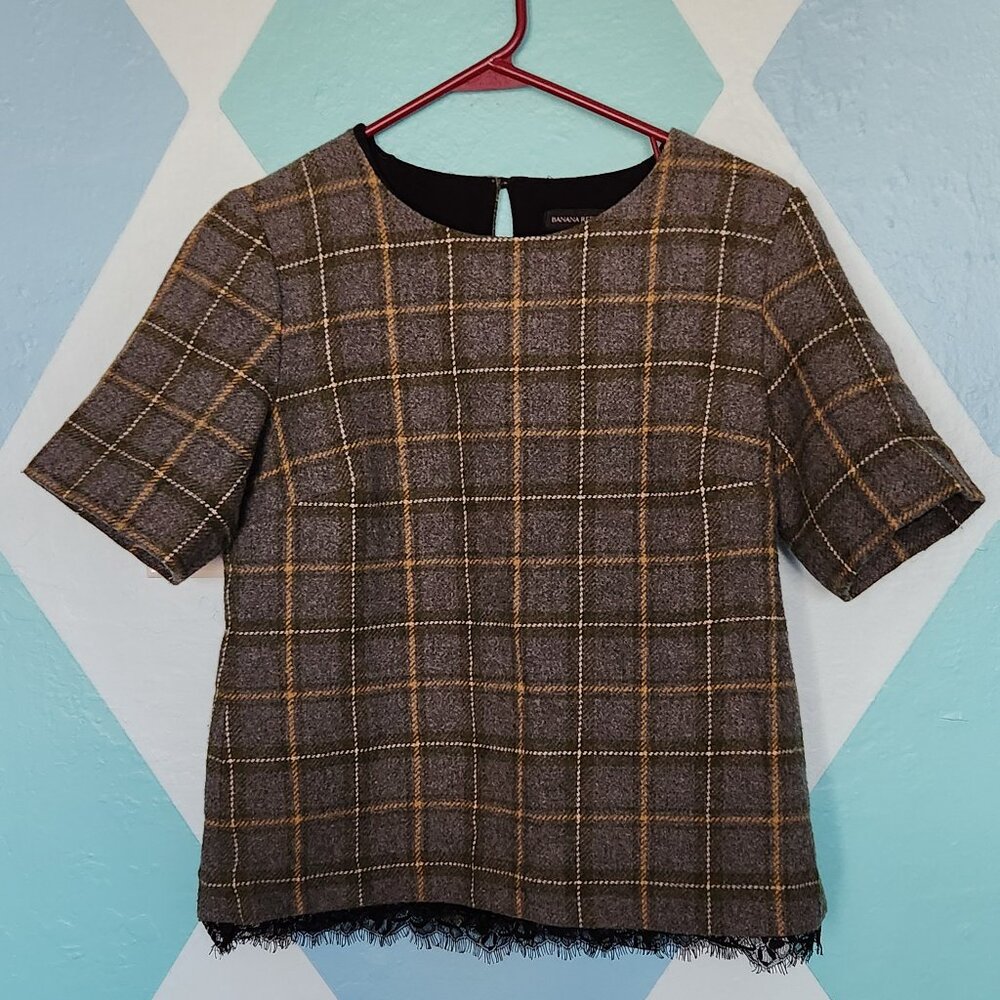 Women's short sleeve tweed top, size S, Banana Republic